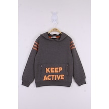 Toontoy Erkek Çocuk Keep Active Baskılı Sweatshirt Antrasit Melanj