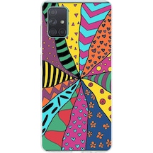 Samsung Galaxy A71 İle Uyumlu 1mm Slim Fit Retro Colors 4 Baskılı Şeffaf Kılıf