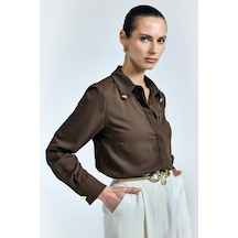 Sateen Lucy Gömlek - Kahve-137110