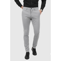 Deepsea Erkek Gri Modern Fit Likralı Kumaş Pantolon Günlük & Ofis Kullanımı 2602020 Gri