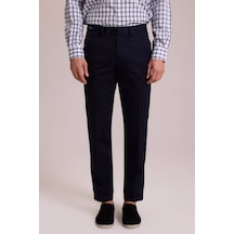 Erkek Lacivert Yandan Cepli Kanvas Desenli Pantolon