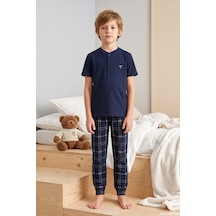 Remsa Genç Erkek Çocuk Kısa Kol Şortlu Pijama Takımı 4371 Lacivert03