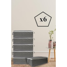 Adarya Home 6 Adet Kapitone Desenli Bazaaltı Hurç 60x40x22 Antrasit