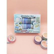 Tr Art Vintage Washi Tape Bant Yapışkanlı Maskeleme Kağıdı Desenli Bant 12'li - Mavi Van Gogh Tabloları