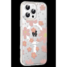 İphone 16 Pro Max Floral Magsafe Kapak - Pembe