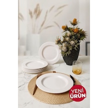 Keramika Beyaz İyonya Pasta Tabağı 22 Cm 6 Adet 006 Beyaz