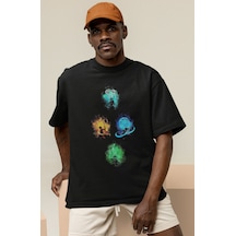 Avatar The Last Airbender Tasarım Baskılı Unisex Oversize Anime D Siyah