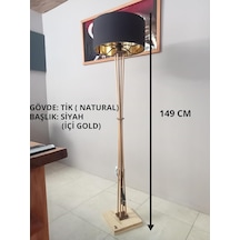 Ahşap Ayaklı Lambader- Köşe Lamba Naturel Siyah Başlık Diğer