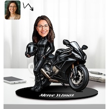 Kişiye Özel Motorcu Kadın Tasarımlı Karikatür Biblo-1