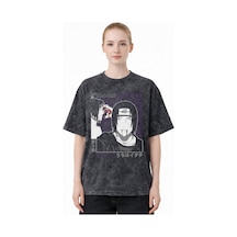 Sevbano Tasarım Sasuke Uchiha Naruto Anime Baskılı Unisex Oversize Eskitm Siyah