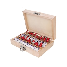 Sones Ahşap İşleme Freze Kesici Seti Kesme Makinesi Kafası Elektrikli Ahşap Frezeleme Gravür Makinesi Kesici, Stil: Kırmızı 1/4 Saplı 15 Adet