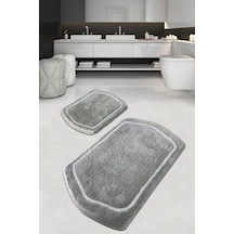 Genom Gri Ikili Set Banyo Halısı Gri