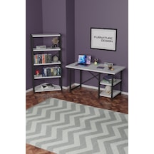 Metal Kitaplık 5 Raflı + 60x120 Cm Çalışma Masası Beyaz