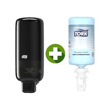 1 Ad. Tork Sabun Dispenseri Siyah 561508 + 1 Litre Tork El, Saç Ve Vücut Banyo Duş Kremi Hediyeli Siyah
