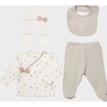 Bibaby Organik Zıbın Takımı 3lü Sweet Lady Baby Açık Bej Açık Vizon