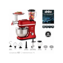 Sinbo Standlı Mikser & Blender Seti 3in1 1500w 5 Kademe Hız Ayarı Kırmızı