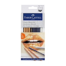 Faber-castell Klasik Sketch Seti 6 Parça, Goldfaber 2b Kalem, Pitt Monochrome, Pitt Pastel, Karıştırma Kalemi 124-Pembe