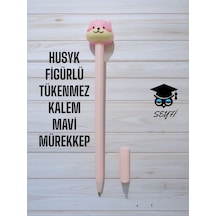 Husyk Figürlü Tükenmez Kalem Mavi Mürekkep Pembe