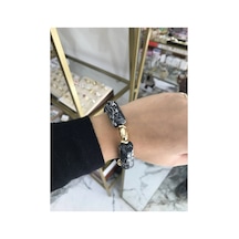 Siyah Ve Gol Detaylı Lastikli Model Bileklik Çok Renkli