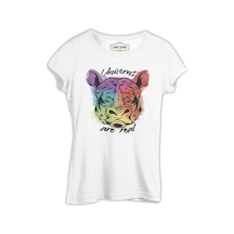 A Rhino With Unicorns Quote Beyaz Kadın Tshirt 001