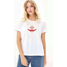 Fiction Red Baskılı Beyaz Kadın Tshirt