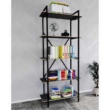 Metal Kitaplık Raf 5 Raflı Kütüphane Füme 1354