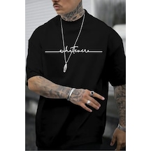 Erkek Whatever Baskılı Oversize Tshirt Siyah