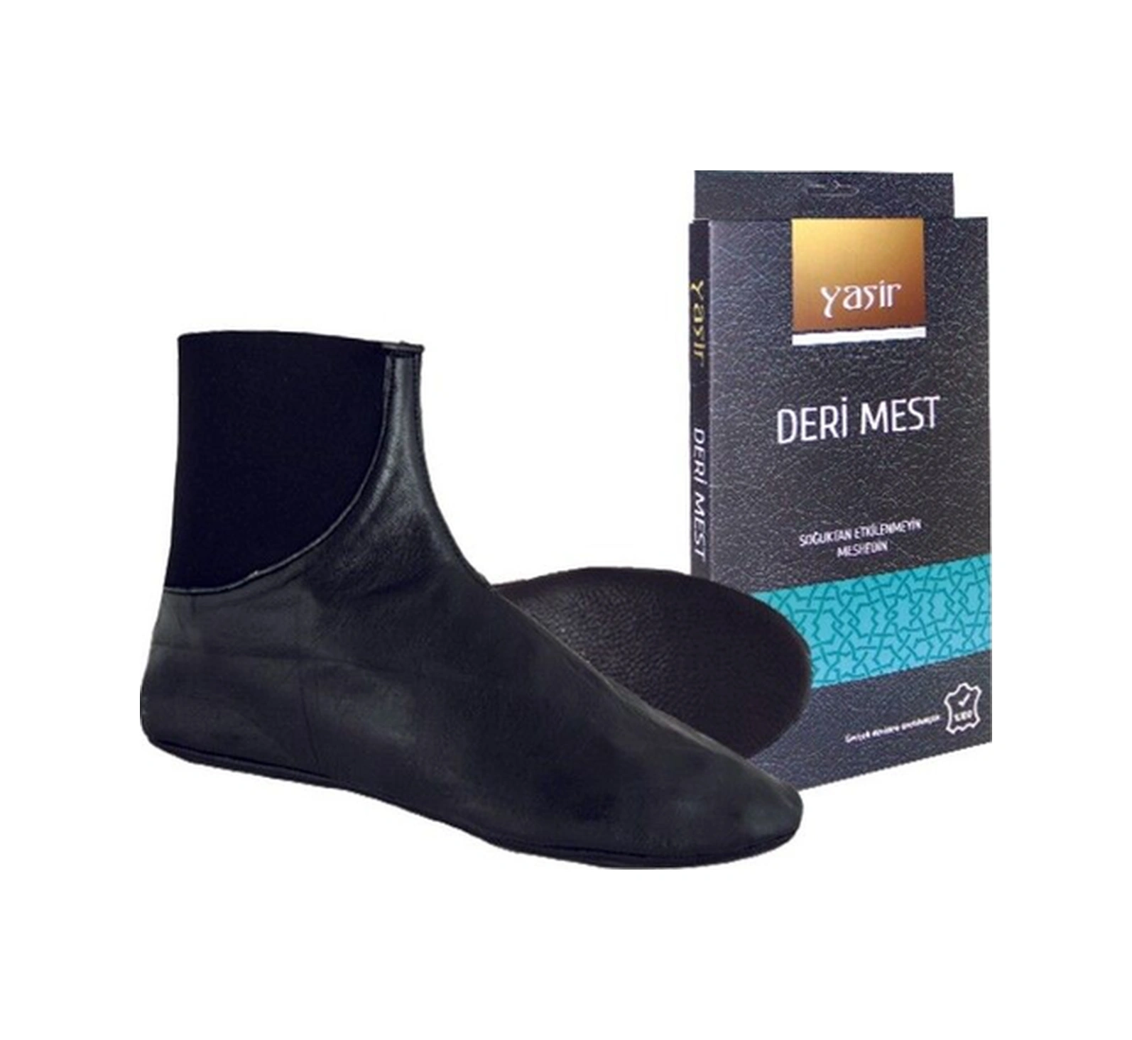 Deri Mest Boğazı Lastikli Siyah