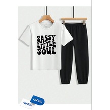 Ss Sinser Erkek/kız Çocuk ''sassy Little Soul'' Baskılı Tişört-eşofman Alt - Üst Çocuk Takım Renk:beyaz