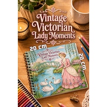 Vintage Victorian Lady Moments 20x20 Cm Büyük Boyama Kitabı, Çocuklar Ve Yetişkinler İçin