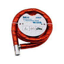 İbico İ18-060 Tüp Anahtarlı Motosiklet Ve Bisiklet Spiral Kilidi 22 Mm X 150 Cm - Metal Kafalı Kırmızı Kılıflı
