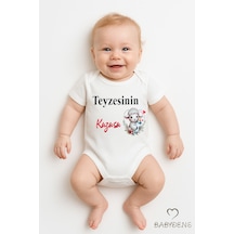 Babyden's Teyzesinin Kuzusu Yazılı Bebek Body %100 Pamuk Çıtçıtlı Zıbın Unisex Kısa Kollu Beyaz