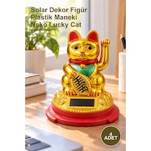 4 Adet Güneş Enerjili Pati Salayan Şans Kedisi Solar Dekor Figür Plastik Maneki Neko Lucky Cat