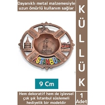 Dayanıklı Gündelik Ev İş Kullanım Dekoratif Hediyelik Çok Şık İstanbul Süslemeli Metal Küllük 9 Cm