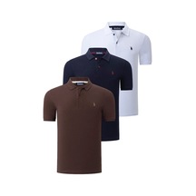 Üçlü Set T8561 Dewberry Erkek T-shırt-lacivert-beyaz-kahve