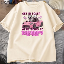 Flood Of Style Kaybeden Olsun Biz Gidiyor Terapi Rakun Komik T Shirt Trendy Y2k Zihinsel Sağlık T Shirt Erke Haki