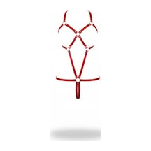 İkikareshop Kırmızı Body Harness Deri Metal Halkalı Vücut Aksesuarı - Brf240 Çok Renkli
