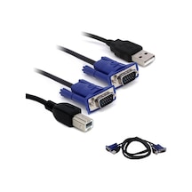 Powermaster Kwm Swıtch Kablo 1.5 Metre Vga Erkek-Erkek + Usb + Pr