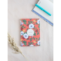 Çiçekli Bez Ciltli Defter / Çizgili Desenli