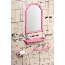 Çoklu 4 Parça 56X40Cm Büyük Otel Banyo Cafe Wc Tuvalet Ayna Seti Pembe