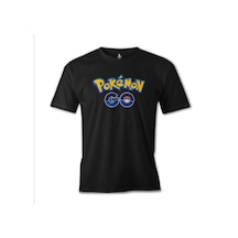 Pokemon Go  Logo Baskılı Siyah Erkek Tshirt 001