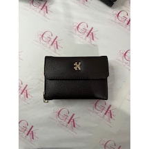 Gk Gamzelirenklerim Luxury Fashıon&accessorıes Mıknatıs Kapaklı Luxe Kadın Cüzdan Gold Tokalı Kahverengi