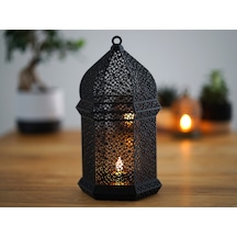 Bezos Arap Geometrik Desenli Fener Led Lamba Ve Tealight Mumluk Dekoratif Aydınlatma Rengaren Çok Renkli