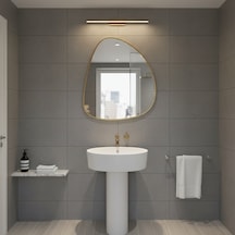 90x105 Cm Asimetrik Modern Ayna İnce Çerçeveli Dekoratif Tasarım Altın, Duvar Tipi Estetik Aksesuar Altın