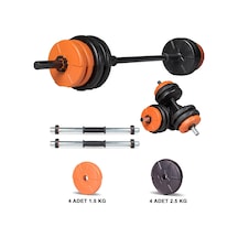 Spor 18 Kg Turuncu Siyah Halter Seti Ve Dambıl Seti