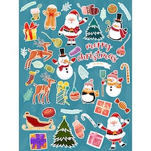 Yılbaşı Ağacı, Sevimli Figürler Macbook Notebook Tablet Telefon Ajanda Laptop Defter Sticker Seti Diğer