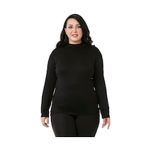 Disentis Büyük Beden Yarım Balıkçı Uzun Kollu Viskon Siyah Body Siyah