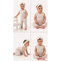 Pekminibebe 3/12 Ay Bandanalı Askılı Pamuk Bebek Takımı Ekru