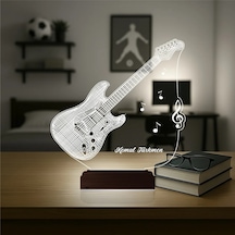 Luvivia Elektro Gitar Müzisyen Hediye Kişiye Özel 3d Lamba - Masa Gece Lambası Şeffaf
