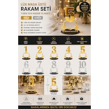 Lüks Akrilik Kalpli Masa Numaratörü Seti 1-10 Arası 14x10 Cm - Düğün, Nişan, Restoran & Rezerve Masa Numarası Rakam Seti Gold / Gümüş